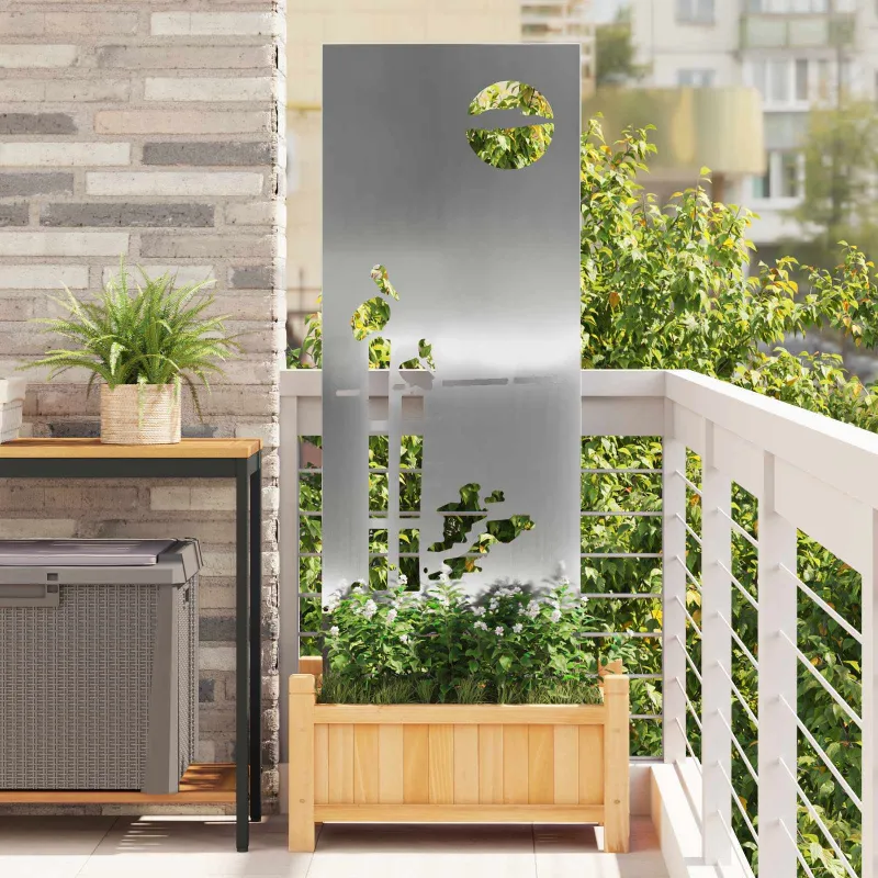 Sodo privatumo ekranas „Fretwork“ Sidabro 50 x 140 cm