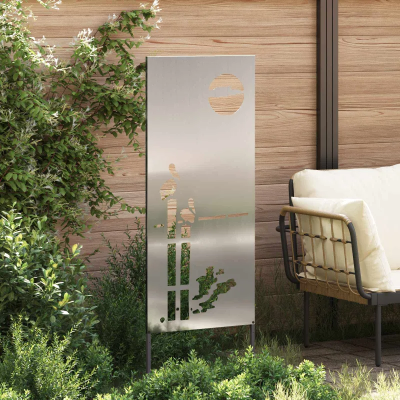 Sodo privatumo ekranas „Fretwork“ Sidabro 50 x 140 cm
