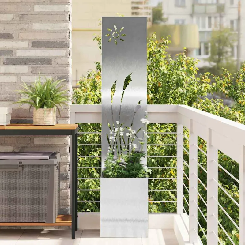Sodo privatumo ekranas „Fretwork“ Sidabro 32 x 150 cm