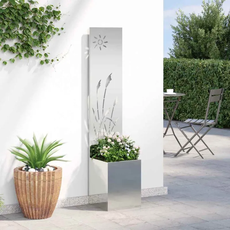 Sodo privatumo ekranas „Fretwork“ Sidabro 32 x 150 cm