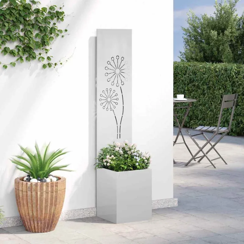 Sodo privatumo ekranas „Fretwork“ Sidabro 32 x 150 cm