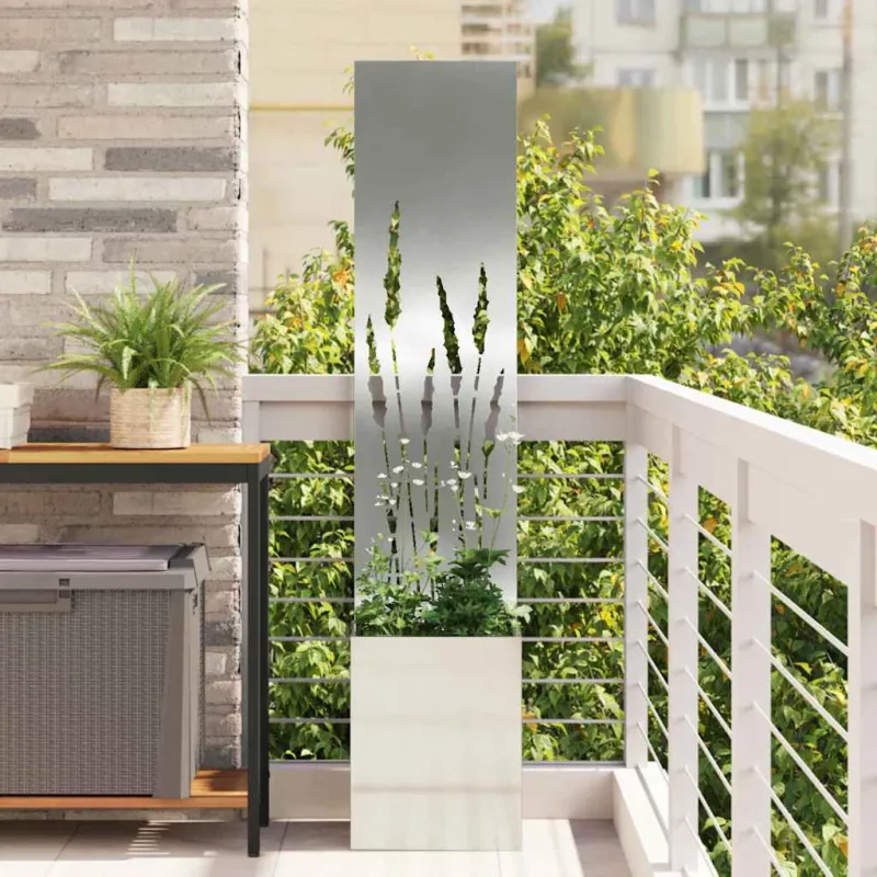 Sodo privatumo ekranas „Fretwork“ Sidabro 32 x 150 cm