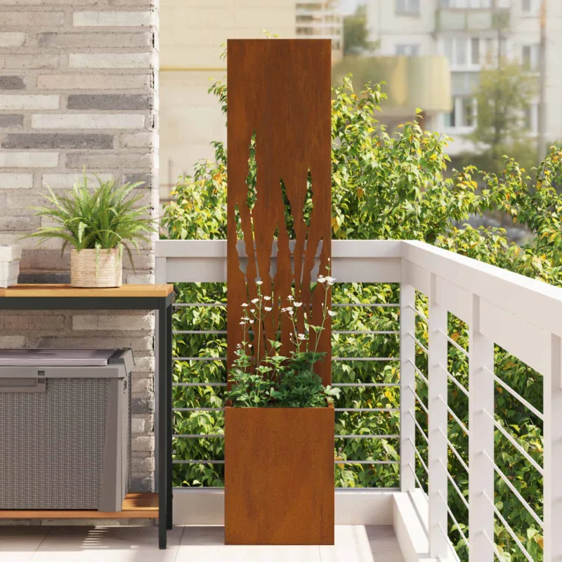 Sodo privatumo ekranas „Fretwork“ Rūdijanti 32 x 150 cm