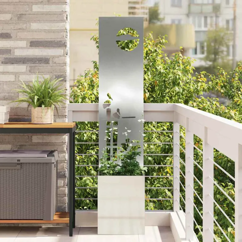 Sodo privatumo ekranas „Fretwork“ Sidabro 32 x 150 cm
