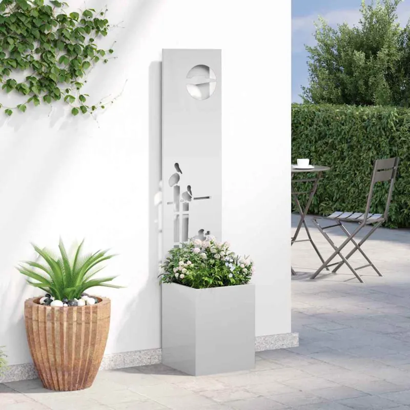 Sodo privatumo ekranas „Fretwork“ Sidabro 32 x 150 cm