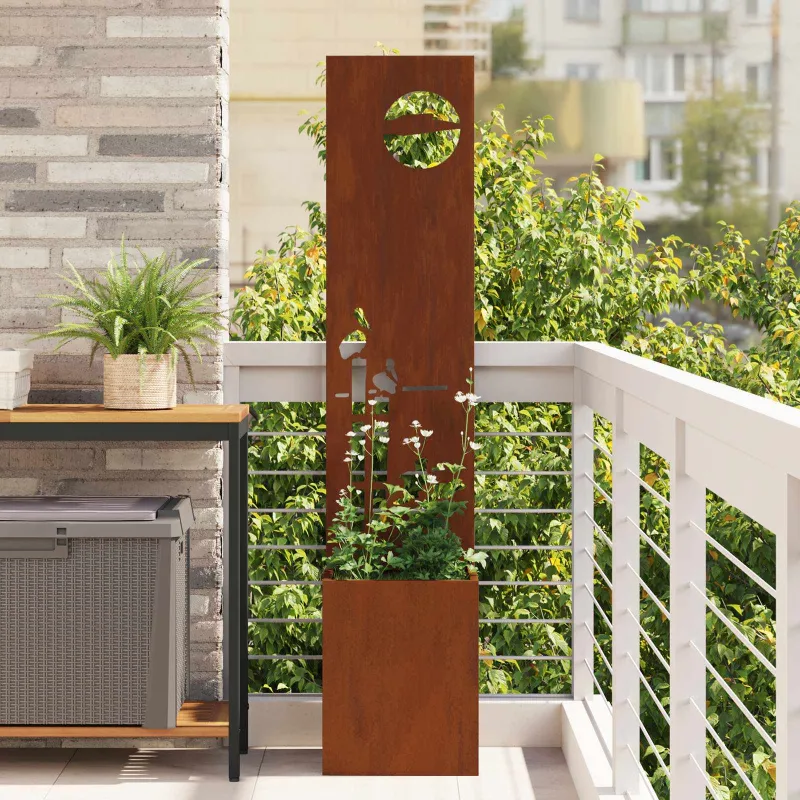 Sodo privatumo ekranas „Fretwork“ Rūdijanti 32 x 150 cm