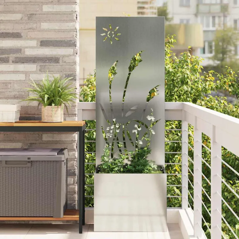 Sodo privatumo ekranas „Fretwork“ Sidabro 50 x 140 cm