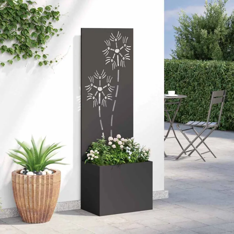 Sodo privatumo ekranas Gėlių Juoda 50 x 32 x 150 cm