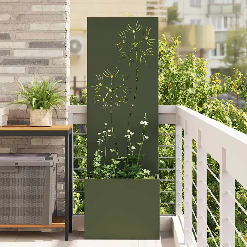 Sodo privatumo ekranas Gėlių Alyvuogių žalia 50 x 140 cm