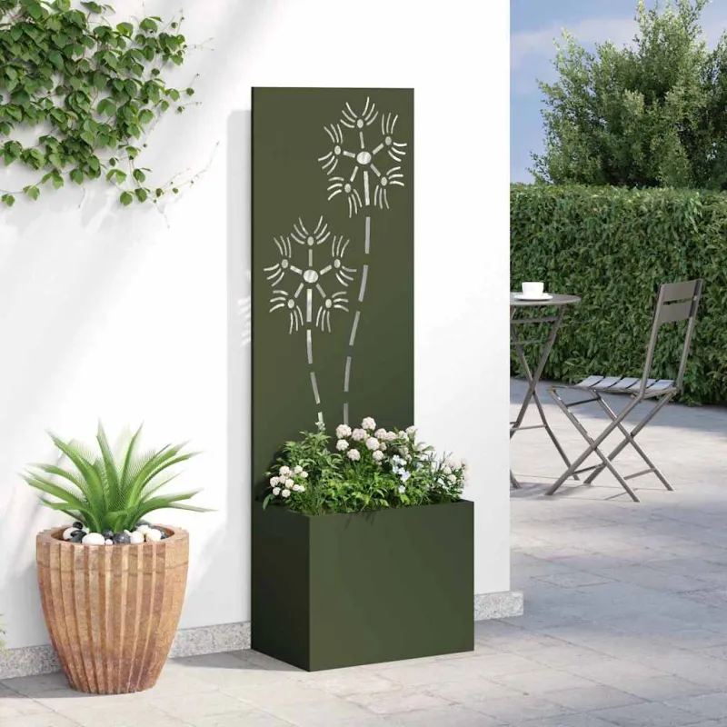 Sodo privatumo ekranas Gėlių Alyvuogių žalia 50 x 140 cm