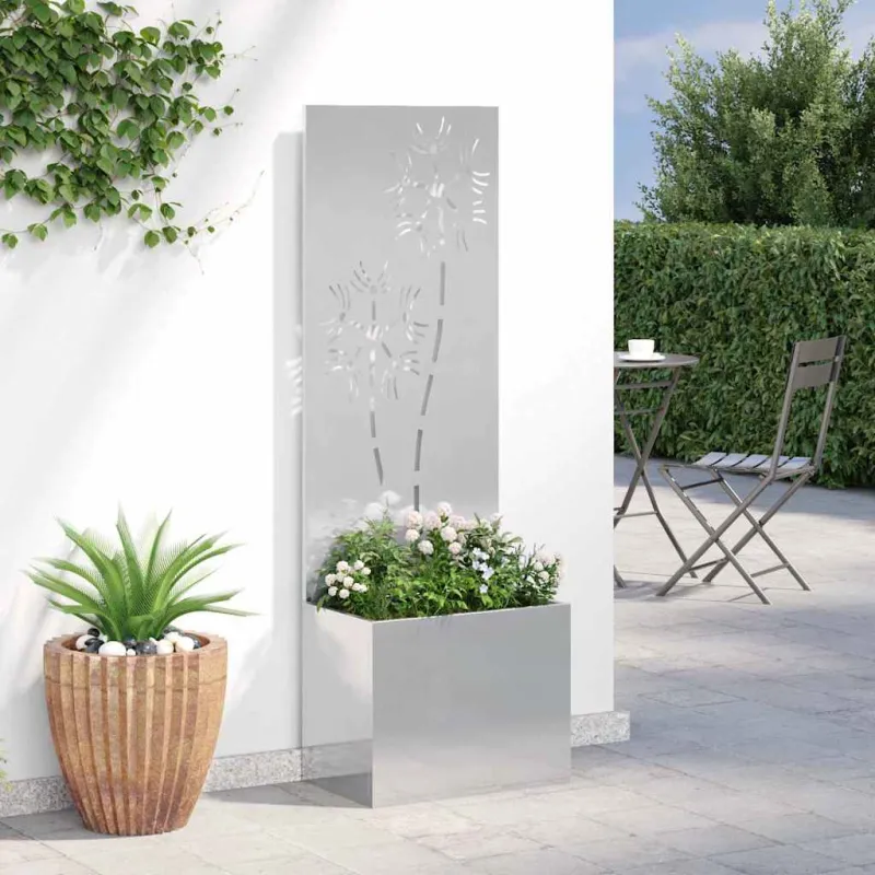 Sodo privatumo ekranas Gėlių Sidabrinė 50 x 150 cm