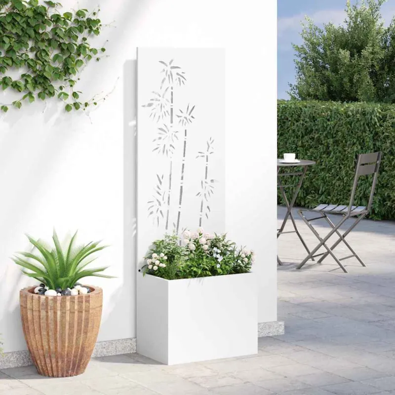 Sodo privatumo ekranas Gėlių Balta 50 x 150 cm