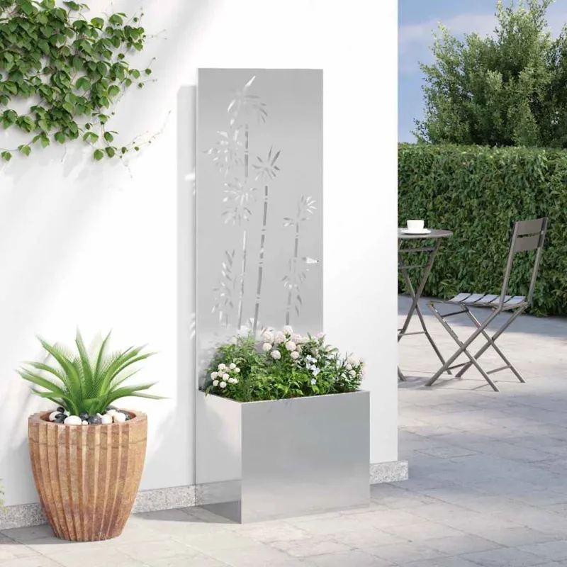 Sodo privatumo ekranas Gėlių Sidabrinė 50 x 150 cm