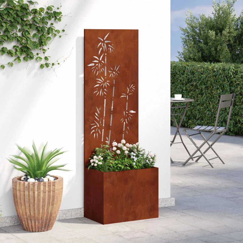 Sodo privatumo ekranas Gėlių Rūdijanti 50 x 150 cm