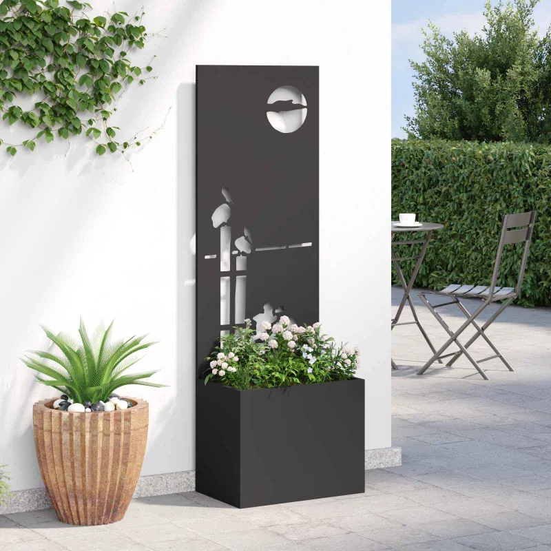 Sodo privatumo ekranas „Fretwork“ Juoda 50 x 150 cm