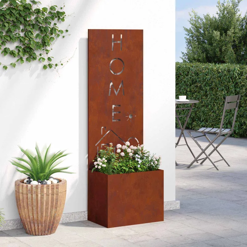 Sodo privatumo ekranas „Fretwork“ Rūdijanti 50 x 150 cm