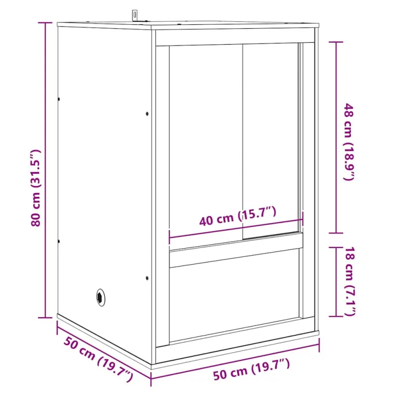 Terariumas Ruda 50 x 50 x 80 cm OSB