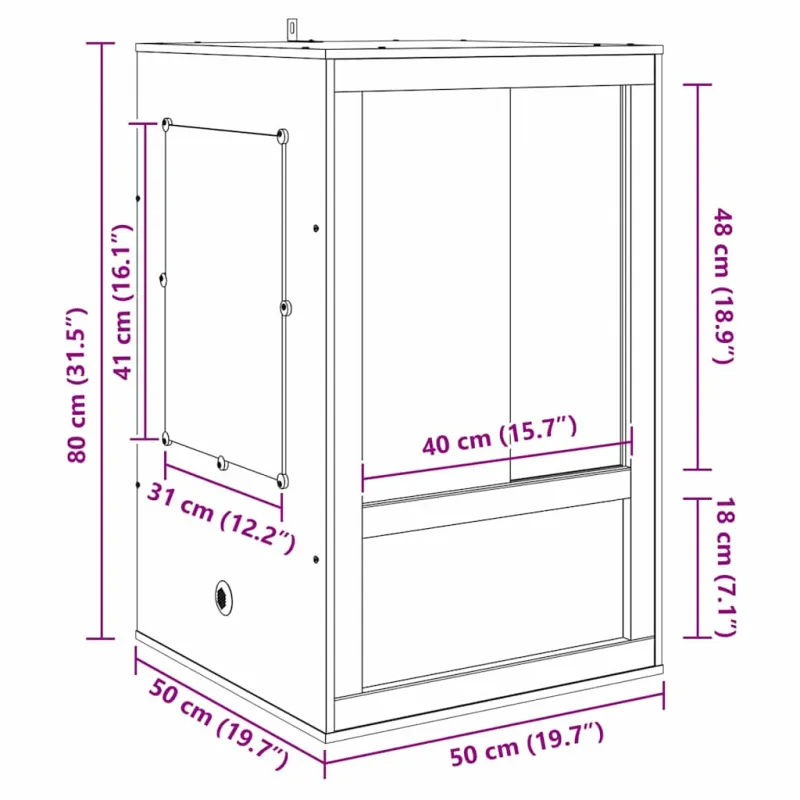 Terariumas Ruda 50 x 50 x 80 cm OSB