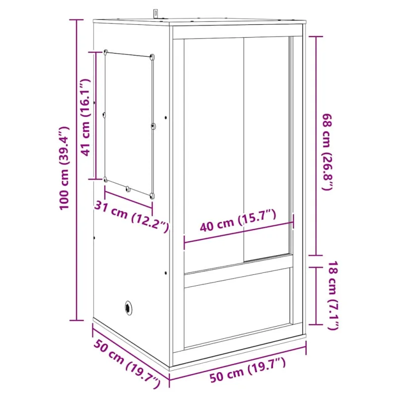 Terariumas Ruda 50 x 50 x 100 cm OSB