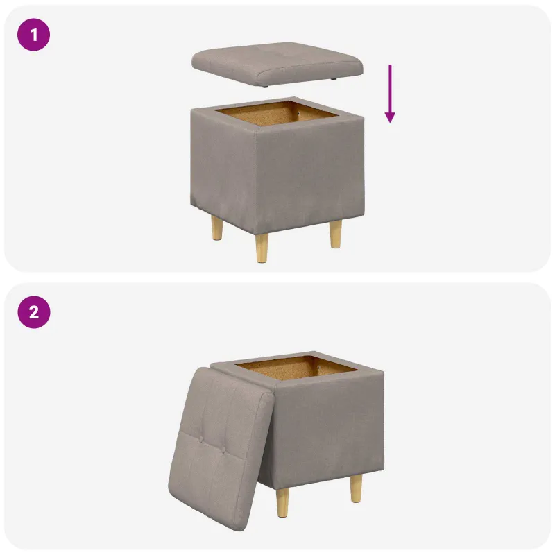 Laikymo osmanas su pagalve Taupe 40 x 40 x 45 cm audinys