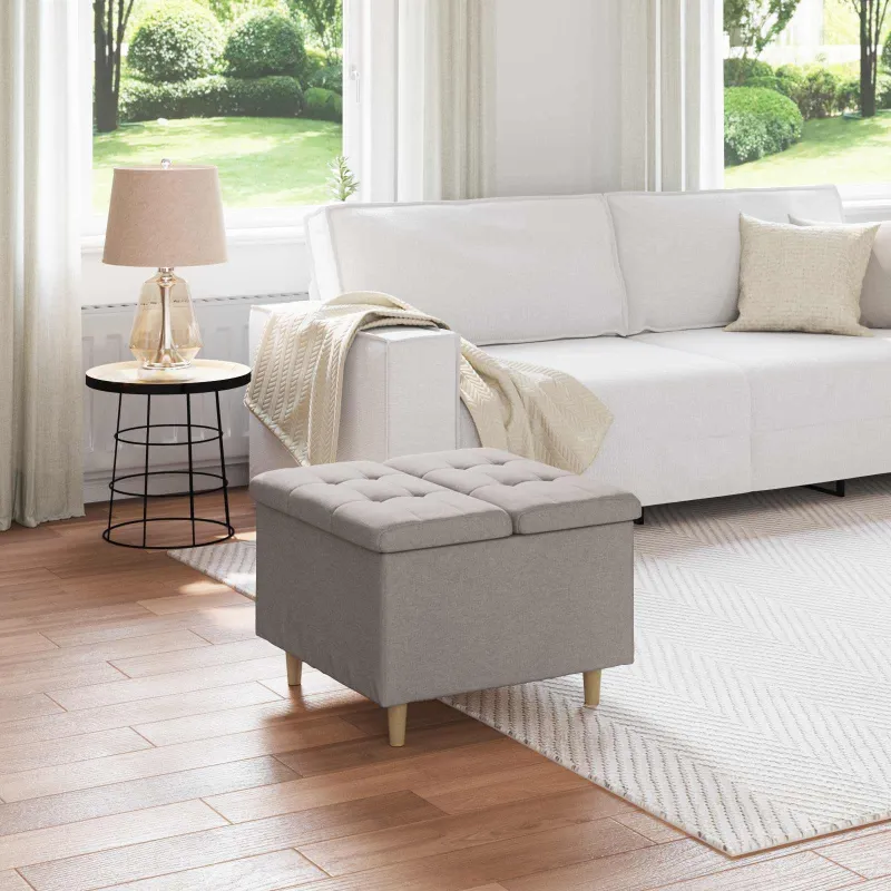 Laikymo osmanas su pagalve Taupe 60 x 60 x 45 cm audinys