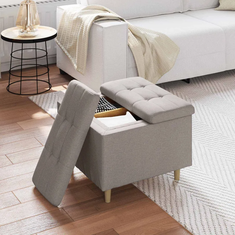 Laikymo osmanas su pagalve Taupe 60 x 60 x 45 cm audinys