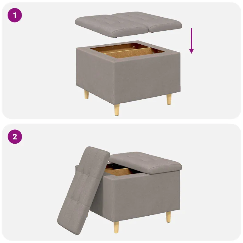 Laikymo osmanas su pagalve Taupe 60 x 60 x 45 cm audinys