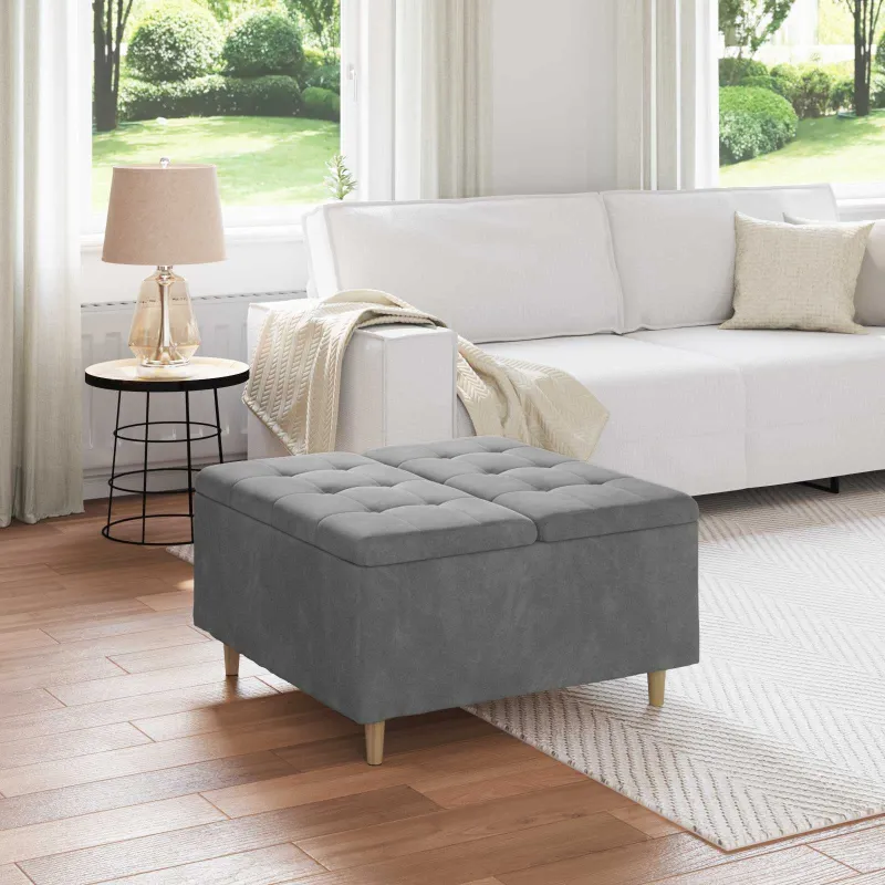Laikymo osmanas Tamsiai pilka 80 x 80 x 45 cm Aksomas