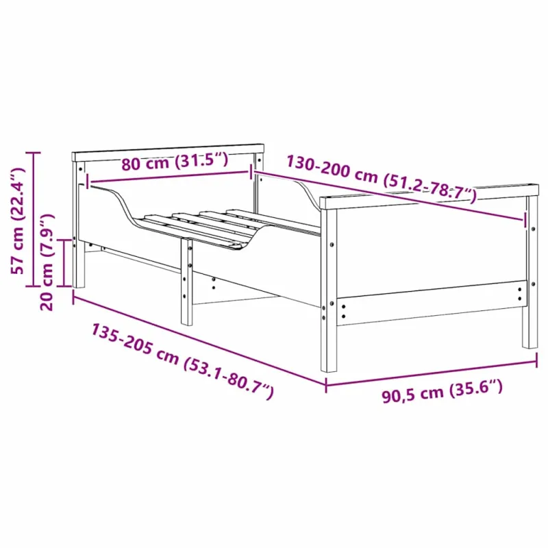 Lovos rėmas Vaško ruda 80 x 200 cm Apdirbta mediena