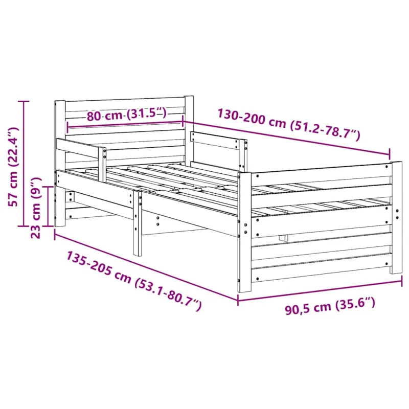 Lovos rėmas su galvūgalio Balta 80 x 200 cm Apdirbta mediena