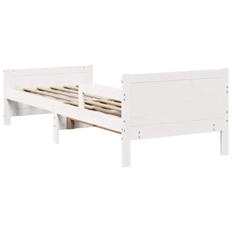 Lovos rėmas su galvūgalio Balta 80 x 200 cm Apdirbta mediena