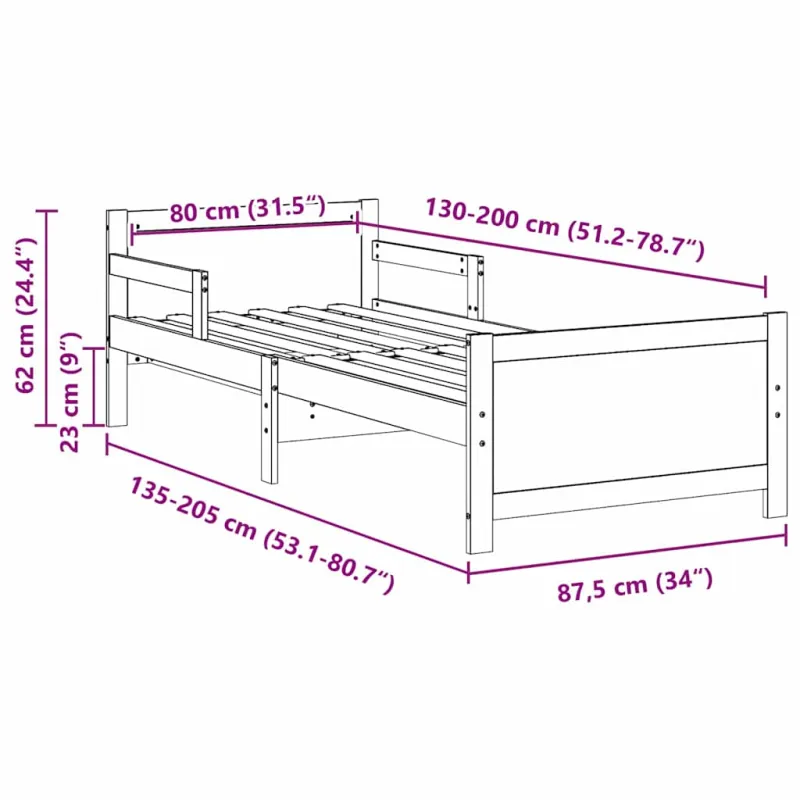 Lovos rėmas su galvūgalio Balta 80 x 200 cm Apdirbta mediena