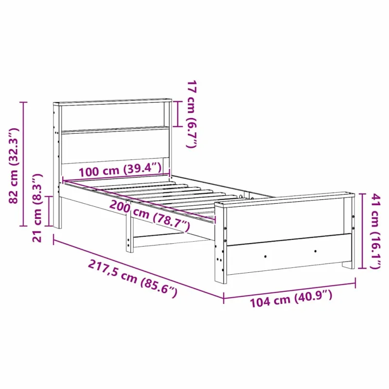 Lovos rėmas su galvūgalio Balta 100 x 200 cm Apdirbta mediena