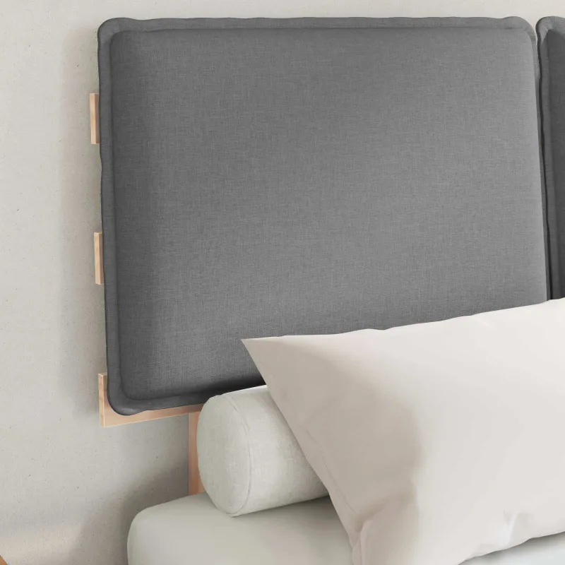 Lovo rėmas su apmuštu galvūgaliu Šviesiai pilka 120 x 200 cm
