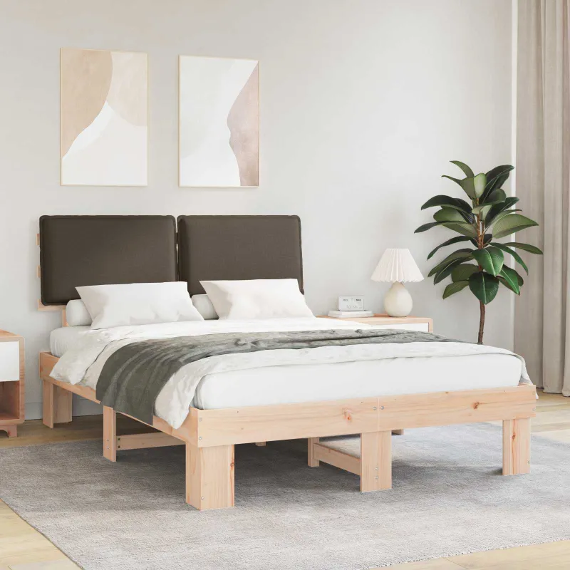 Lovo rėmas su apmuštu galvūgaliu Taupe 135 x 190 cm