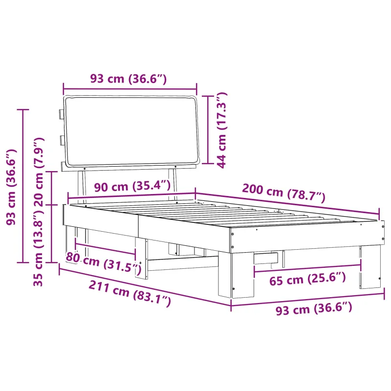 Lovo rėmas su apmuštu galvūgaliu Šviesiai pilka 90 x 200 cm