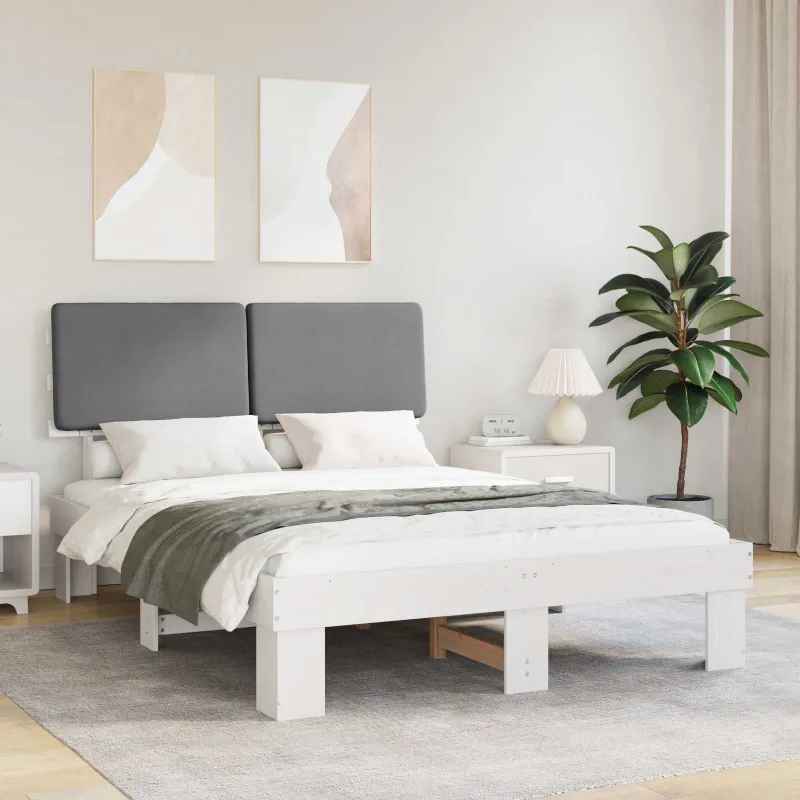 Lovo rėmas su apmuštu galvūgaliu Šviesiai pilka 135 x 190 cm