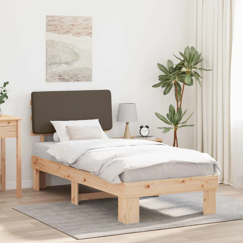 Lovo rėmas su apmuštu galvūgaliu Taupe 80 x 200 cm
