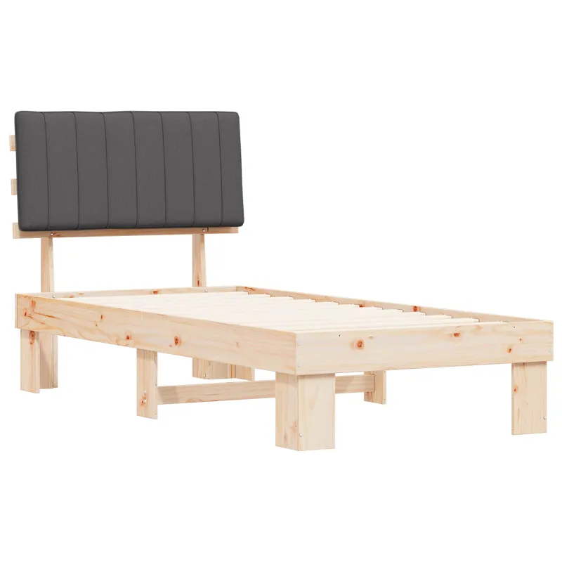 Lovo rėmas su apmuštu galvūgaliu Tamsiai pilka 90 x 200 cm
