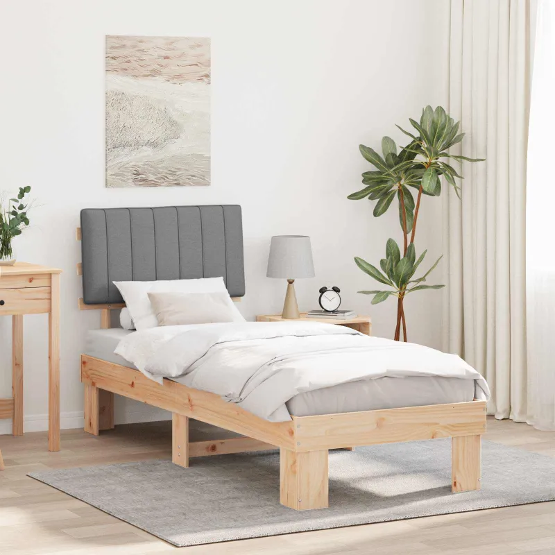 Lovo rėmas su apmuštu galvūgaliu Šviesiai pilka 75 x 190 cm
