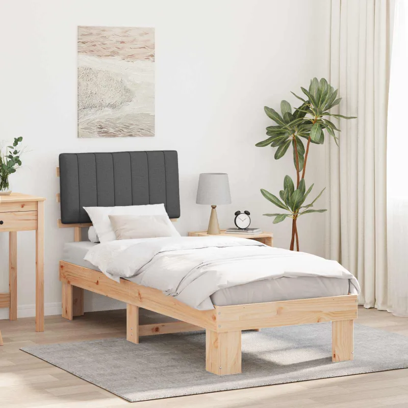 Lovo rėmas su apmuštu galvūgaliu Tamsiai pilka 75 x 190 cm