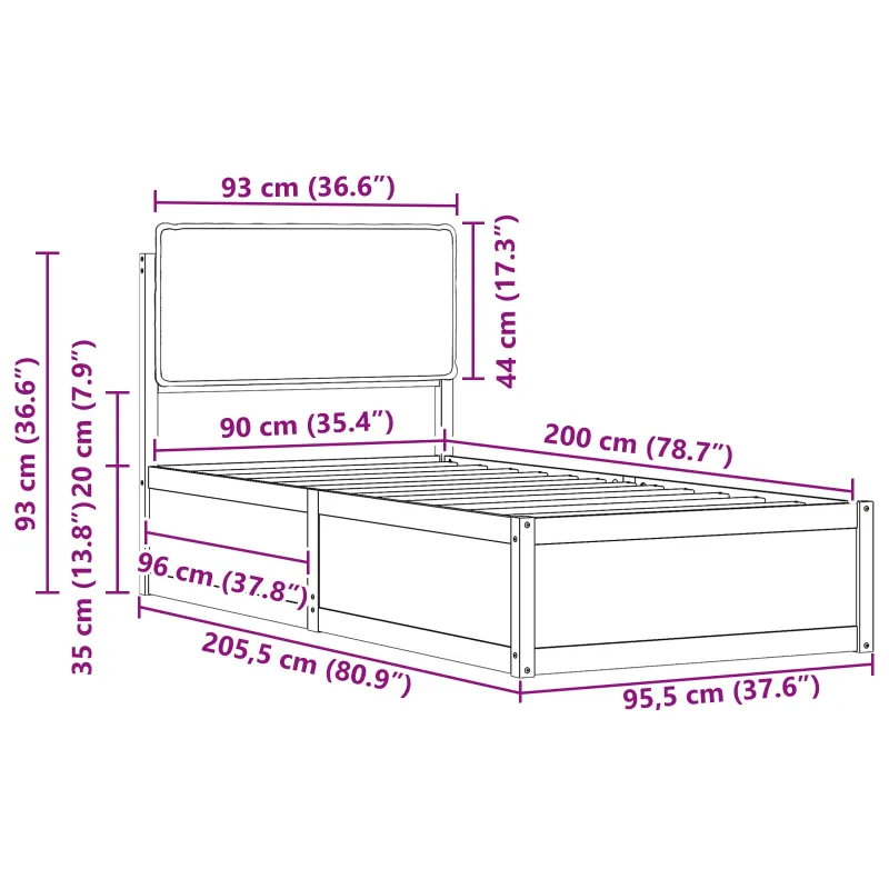 Lovo rėmas su apmuštu galvūgaliu Taupe 90 x 200 cm