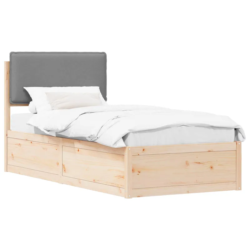 Lovo rėmas su apmuštu galvūgaliu Šviesiai pilka 75 x 190 cm