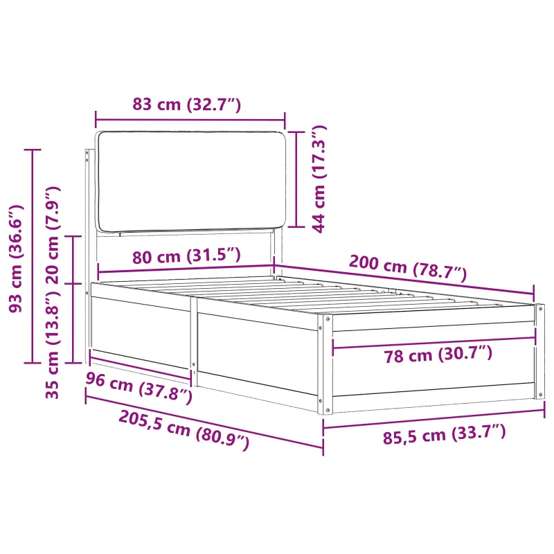 Lovo rėmas su apmuštu galvūgaliu Taupe 80 x 200 cm