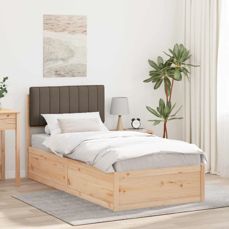 Lovo rėmas su apmuštu galvūgaliu Taupe 90 x 200 cm
