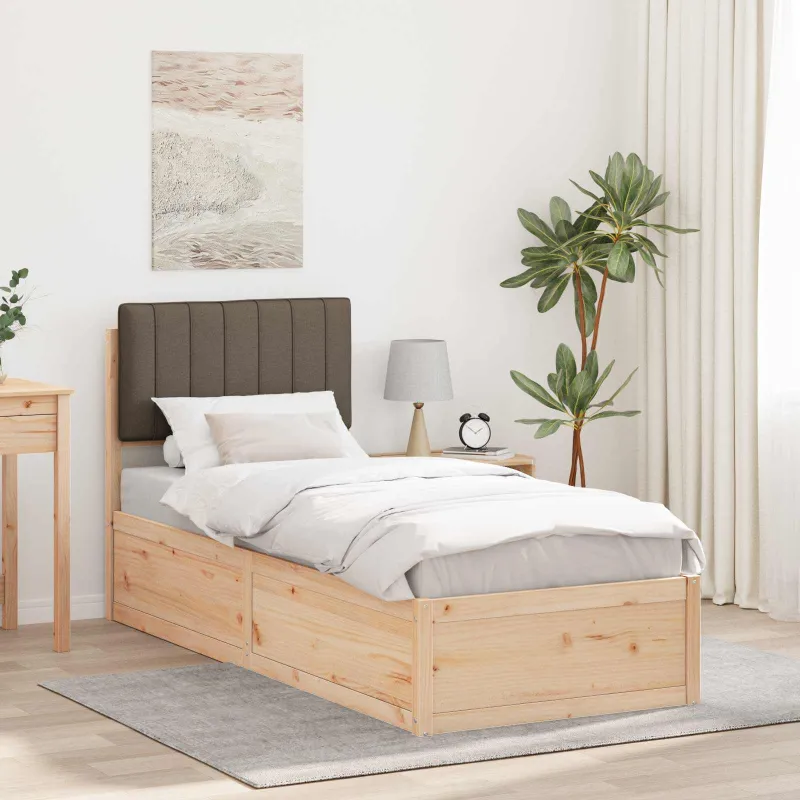 Lovo rėmas su apmuštu galvūgaliu Taupe 80 x 200 cm