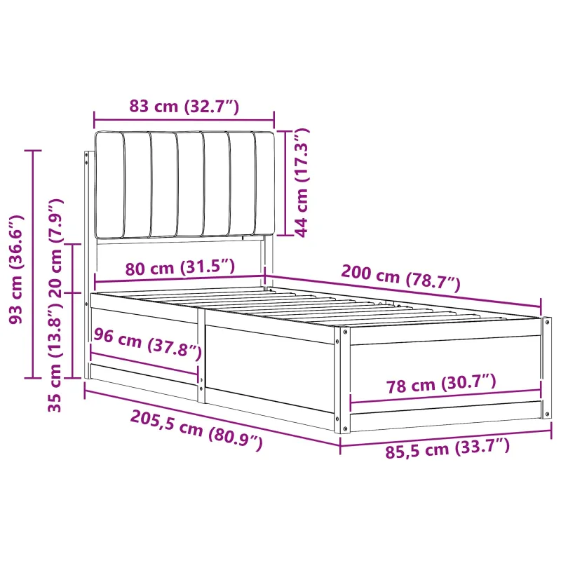 Lovo rėmas su apmuštu galvūgaliu Taupe 80 x 200 cm