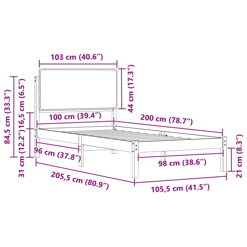 Lovo rėmas su apmuštu galvūgaliu Taupe 100 x 200 cm