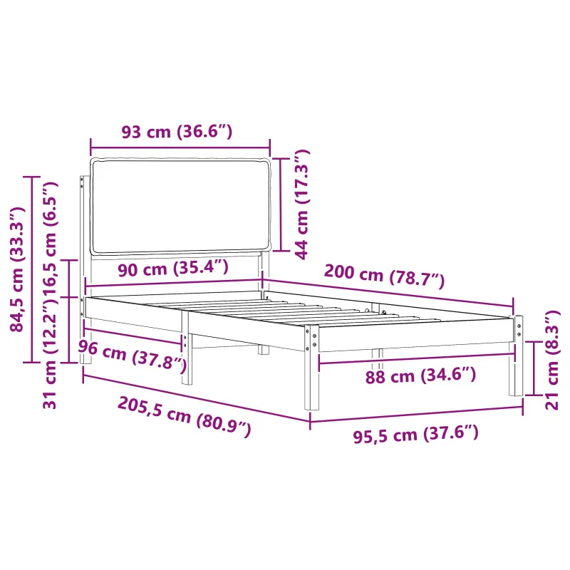 Lovo rėmas su apmuštu galvūgaliu Šviesiai pilka 90 x 200 cm