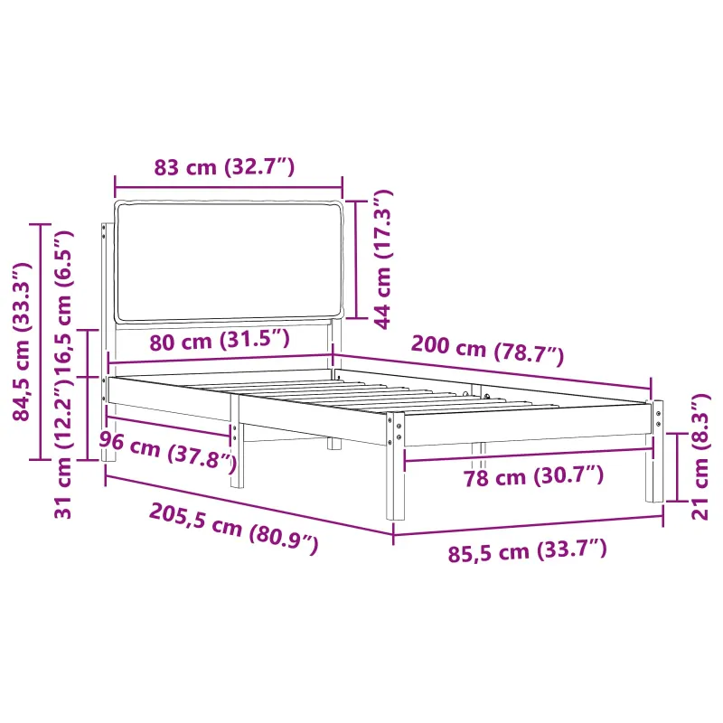 Lovo rėmas su apmuštu galvūgaliu Taupe 80 x 200 cm